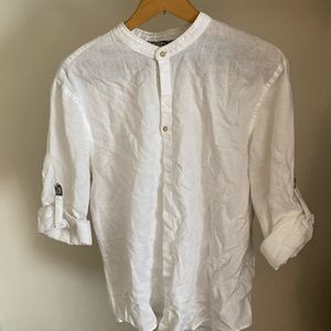 Zara Mandarin collar white button up